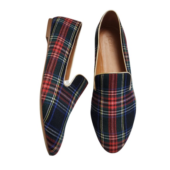 J. Crew Shoes - J Crew Womens Stewart Plaid Smoking Loafers Size 10 Tartan Plaid Preppy Holiday